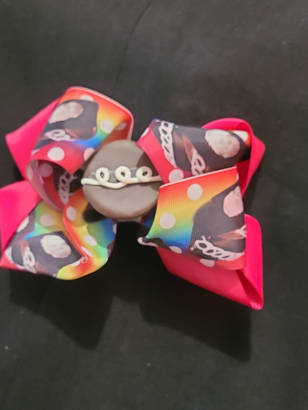 Kids Rainbow And CUPCAKE Hair Bow with Pink Accent